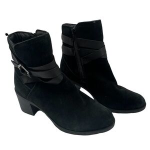 Cougar Black Leather Waterproof Arvida Block Heel Ankle Boots Size 6 Women's